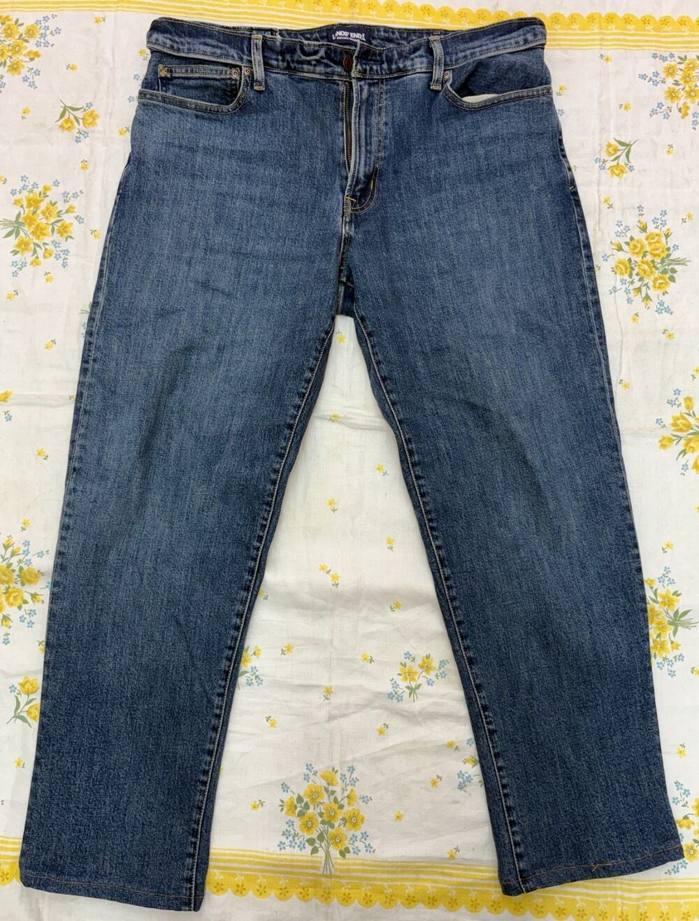 Lands End Square Rigger Jeans Mens 38 Blue Traditional Fit Denim Classic